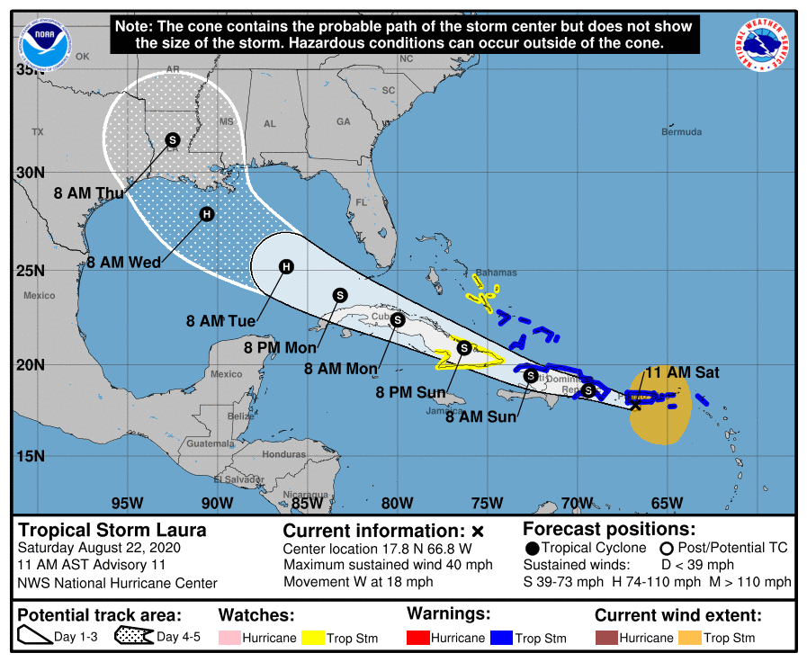 National Hurricane Center advisory Laura